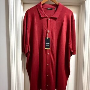 Murano Men’s Burgundy Short-Sleeve Button-Down Shirt 3XLT